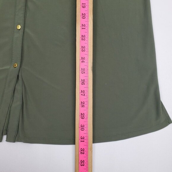 Roz & Ali Womens 3/4 Sleeve Olive Green Button Front Blouse Top Plus Size 2X - Picture 14 of 15